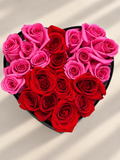 Large heart box red and pink roses